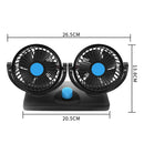 12V Dual Head Car Fan 2 Speeds 5 Blades Dashboard Electric Cooling Fan