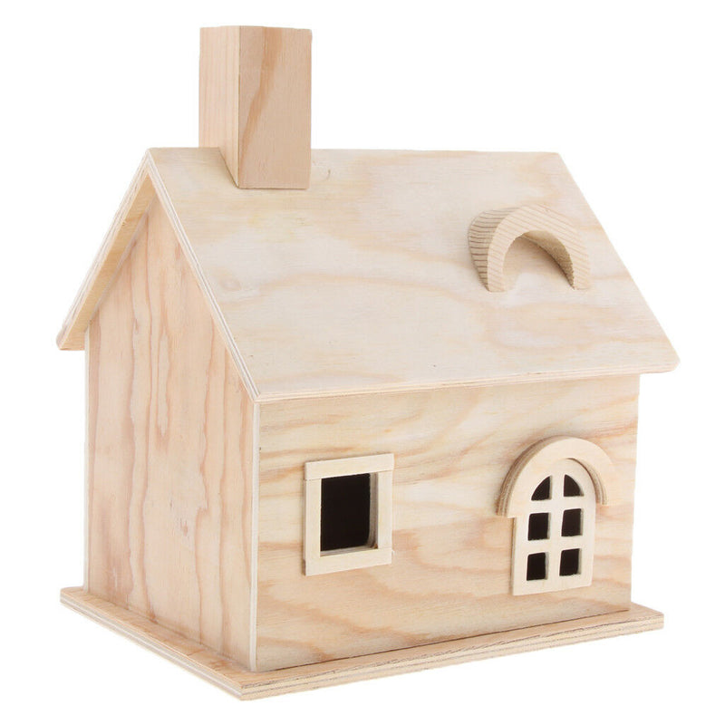 Wooden Bird House Perches Log Cabin for Indoor Cage Hanging Decoration