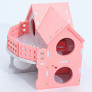 Hamster Hideout House Villa Cages for Small Animal, Wooden Hut House Bedding