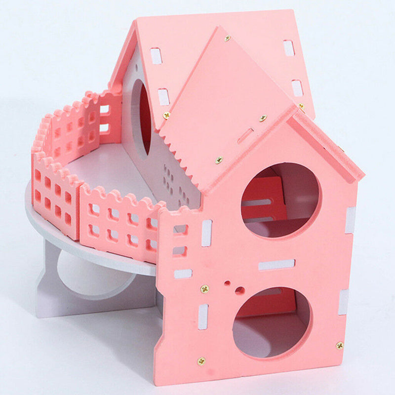 Hamster Hideout House Villa Cages for Small Animal, Wooden Hut House Bedding