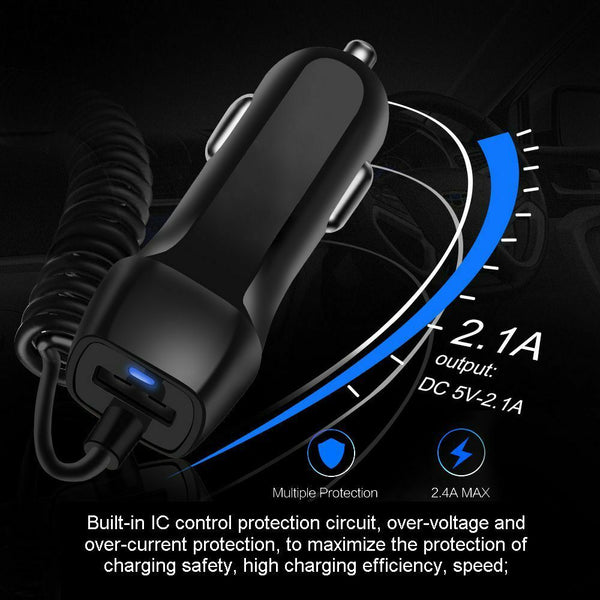 Auto Fast Charging Car Charger with Retractable Cable Phone Charger USB Wit U4Y7