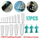 17 IN 1 Stainless Steel Silicone Caulking Nozzles Scraper Set Spatulas Filler #
