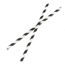 25Pcs Striped Paper Drinking Straws for Party Wedding Supplies (Black & Whi