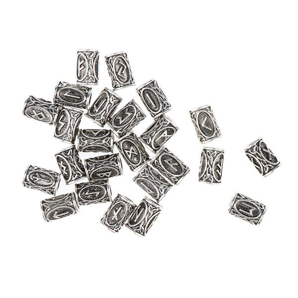 24 Pieces Norse Viking Rune Dreadlocks Beads Metal Hair Beards Pendants Rings