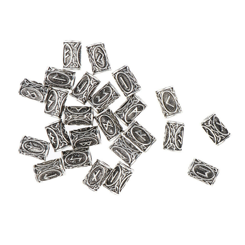 24 Pieces Norse Viking Rune Dreadlocks Beads Metal Hair Beards Pendants Rings