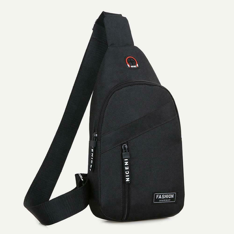 Casual Crossbody Chest Bags Oxford Men Shoulder Messenger Handbags (Black)