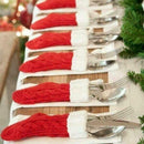 6pcs/Set Christmas Tableware Cover Spoon Fork Knitwear Sock Storage Decor