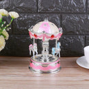 Romantic Crown Music Box Emit Clockwork Carousel Kid Birthday Gift(Pink) A