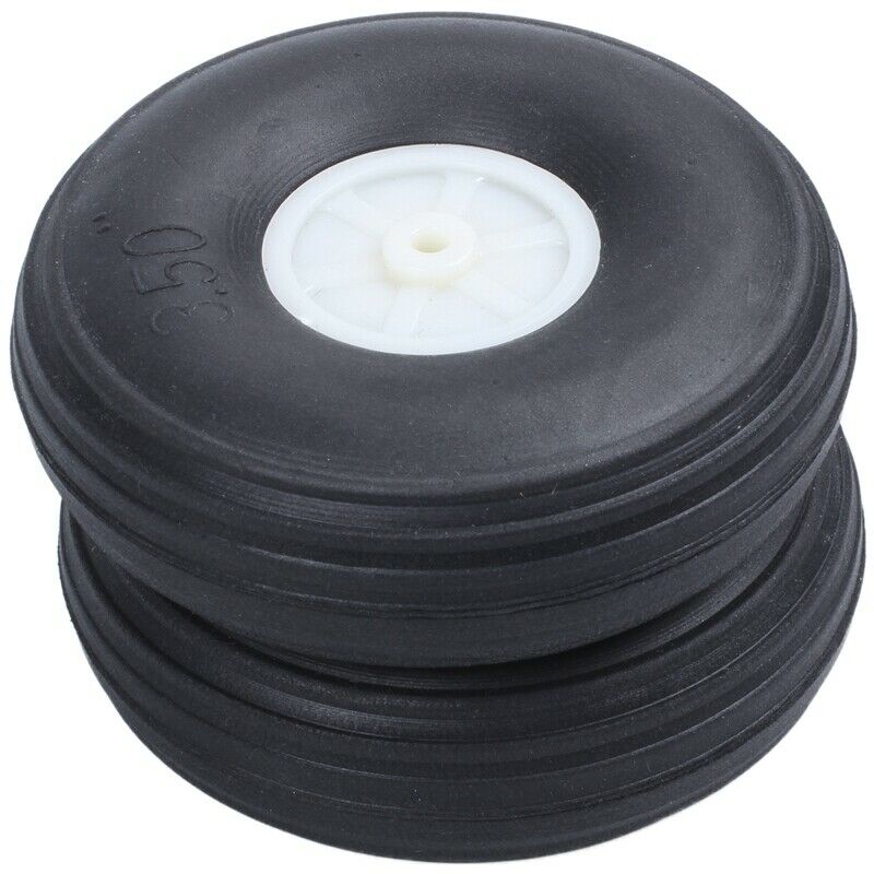 3.5 Inch RC Airplane Black PU Tire Wheel With Beige Plastic Hub Super Light H7J1