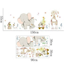 Cartoon Forest Flowe Elephant Rabbit Giraffe Animal Wall Stickers Kids Room M8Y7