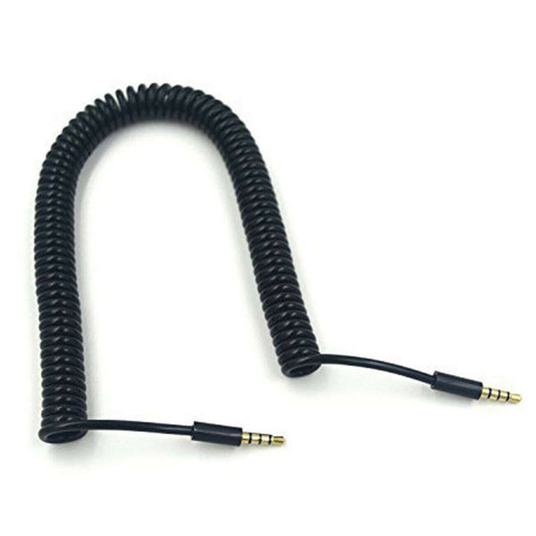3.5mm Male to Male Jack 4 Pole Extension Aux Audio Coiled Spiral Cable 1.5M M6L3