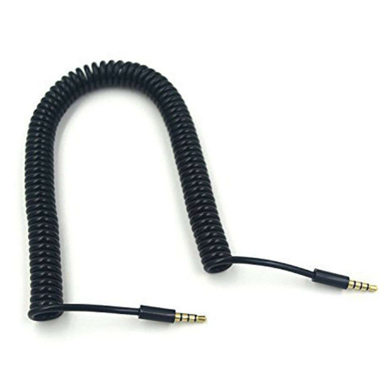 3.5mm Male to Male Jack 4 Pole Extension Aux Audio Coiled Spiral Cable 1.5M M6L3