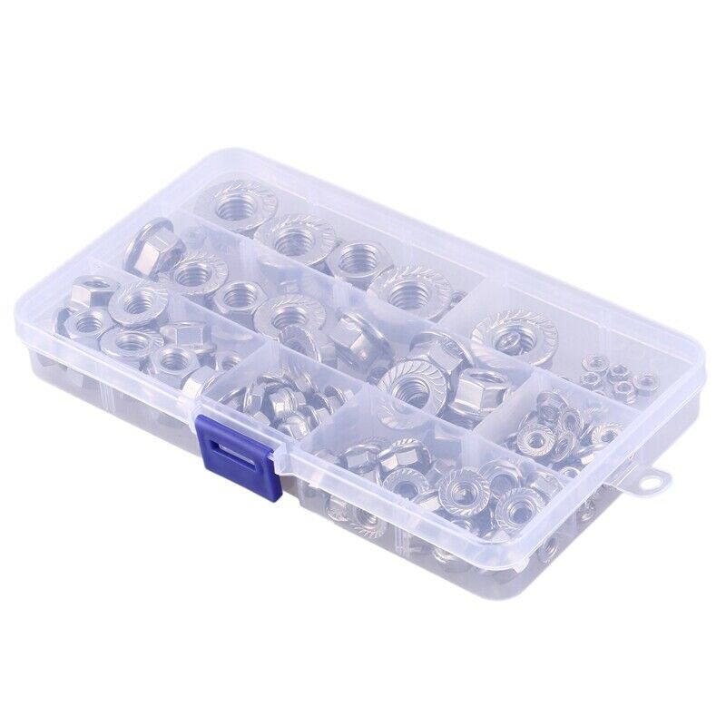 150Pcs Stainless Steel Serrated Hex Flange Nuts Flange Metric Hex Lock Nuts R7L9