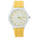 Ladies Watch Classic Gel Silicone Jelly watch (Yellow + White Face)