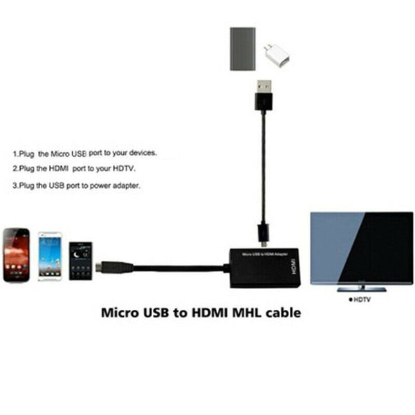 Portable Mobile Phone Micro-Usb To Hdmi Adapter 1080P Mhl Hdtv Cable Audio  P2T5