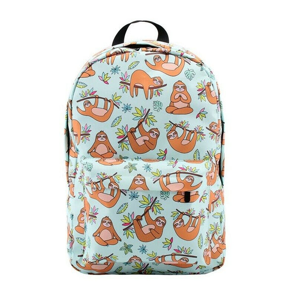 Backpack for Girls Brown Sloth Leaf Water Resistant Print Backpacks Teenage K7R6