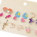 18Pairs Lovely Assorted Animal Owl Butterfly Frog Ear Stud Earrings Gift Set