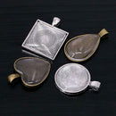 48-Pieces 24pcs Pendant Trays Base Cabochon Settings Jewelry Making DIY