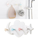 Wall Mounted Key Holder Creative Star Moon Cloud Shape Nail Free 4 Hooks Ba M5I5