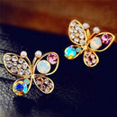 Ladies Chic Lovely Crystal Rhinestone Hollow Butterfly Ear Stud Earrings Gift ON