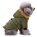 Pet Dog Cat Hooded Jacket Winter Warm Windproof Plush Hat Coat Green