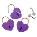 Set of 3 Cute Heart Shape Padlocks Metal Lock with Keys, Purple L