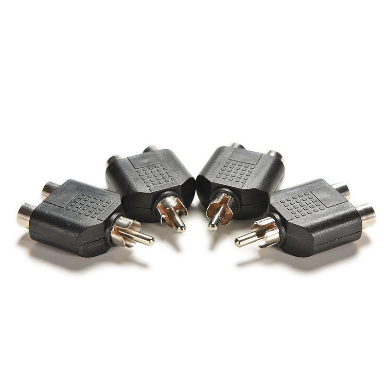 2x RCA Y Splitter Audio Video Plug Converter Cable Adapter 1 Male to 2 Female ES