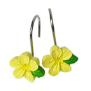 Yellow Flower Shaped Rust Resistant Decorative Shower Curtain Hooks 12- Pac