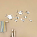 Acrylic Cartoon Bubble Fish Mirror Wall Stickers Home Decorative Stickers A