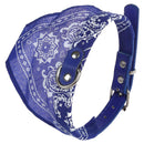 Adjustable Dog Scarf with Leather Collar Paisley Pattern Pet Fashion (blue)