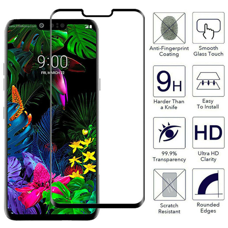 2-PACK 9H Tempered Glass Film Display Protector Full Cover For LG G8 ThinQ