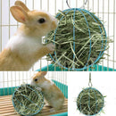 Stainless Steel Plating Pet Hay Manger Food Ball Rabbit Grass Rack (Blue) A