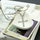 Fashion Movie Men Clavicle Chain Rhinestone Cross Pendant Collar Necklace