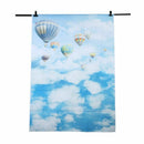 5x7ft White Clouds and Blue Sky Hot Air Balloon Photo Backgrounds no Wrinkl