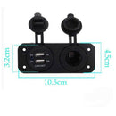 12V Dual USB Outlet Car ATV Charger Cigarette Lighter Socket Voltmeter Panel