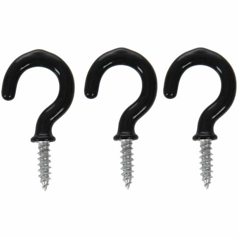 1.1"Cup Mug Hooks Shouldered Metal Screw-in plastic coated Hanging black 25