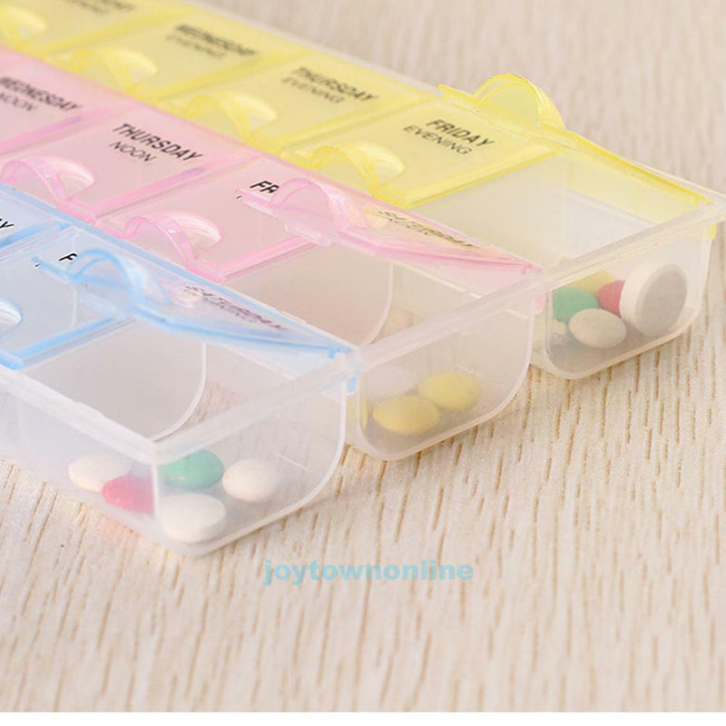 7 Day Weekly Transparent 21 Compartment Tablet Pill Box Holder Case Container