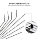 1X(Drinking Straws Set Of 12 Pieces Stainless Steel Reutilisables With Clea