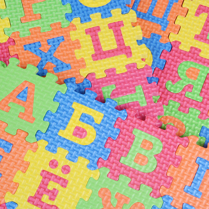60Pcs EVA Foam Russian Alphabet Letters Numbers Floor Baby Mat Learn t-PN FT