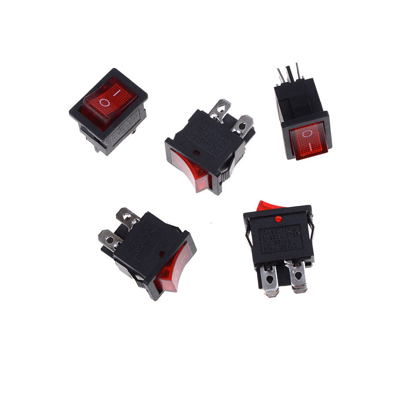 5pcs LED SPST 4PIN ON/OFF Boat Rocker Switch 6A/250V 10A/125V Car Dash RedAA