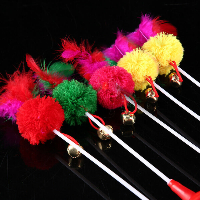 5pcs Funny Pet Cat Toys Feather Bottom Sucker Cat Kitten Playing Toys