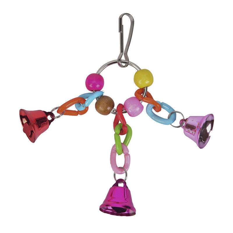 Pet parrot bird climb chew toys bell swing cage hanging cockatiel parakeet JR