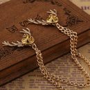 Women Deer Reindeer Elk Christmas Party Collar Chain brooch Tip Pin Tassel