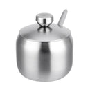 1pc Stainless Steel Condiment Serving Pots Seasoning Box with Spoon & Lid