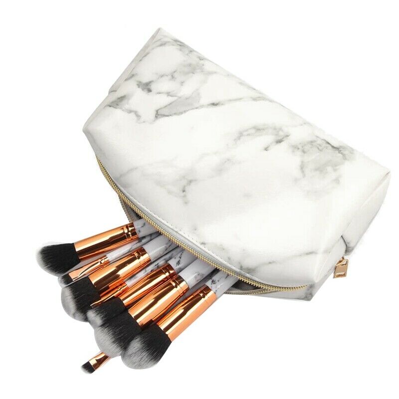 3 Pack Marble Makeup Bag Set Portable Toiletry Pouch Bag Waterproof Organiz R2I7