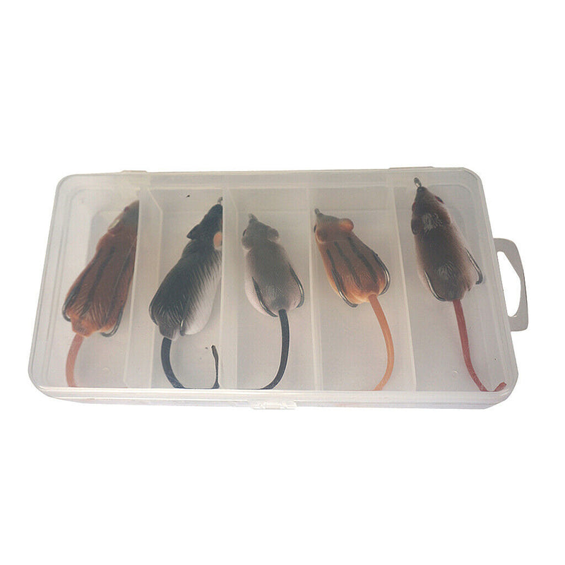 Soft Mouse Fishing Lures Mice Rat Baits Crankbaits Set With Storage Box Case