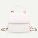 Women Mini Shoulder Bag Alligator PU Tote Chain Crossbody Pouch (White)