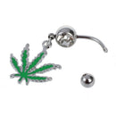 Women's Fashion Navel Piercing Maple Leaf Pendant Green I2P7