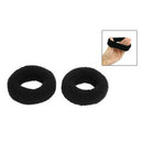 1.8" Wide Soft Elastic Plush Ponytail Holder Hair Tie Band Black 2 Pcs G8Z1
