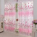 200x250cm Pink Tulip Print Window Halfshading Curtain Sheer Partition Screen
